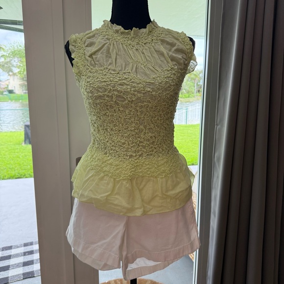 Anthropologie Light Green Ruched Blouse - Picture 4 of 6